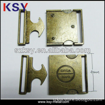Backpack engraved logo metal side release buckle